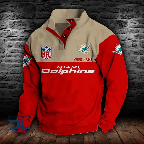 Miami Dolphins Personalized Stand Collar Double Breasted Hoodie AMCDBH00060 - Image 3