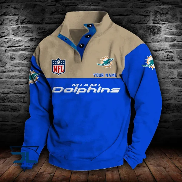 Miami Dolphins Personalized Stand Collar Double Breasted Hoodie AMCDBH00060 - Image 4