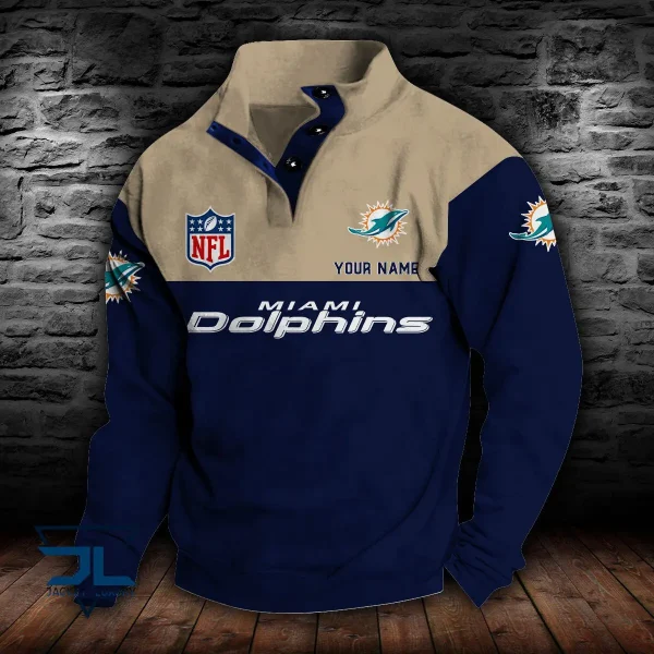 Miami Dolphins Personalized Stand Collar Double Breasted Hoodie AMCDBH00060 - Image 5