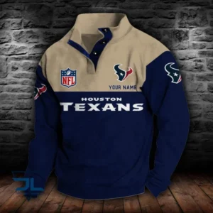 Houston Texans Personalized Stand Collar Double Breasted Hoodie AMCDBH00061