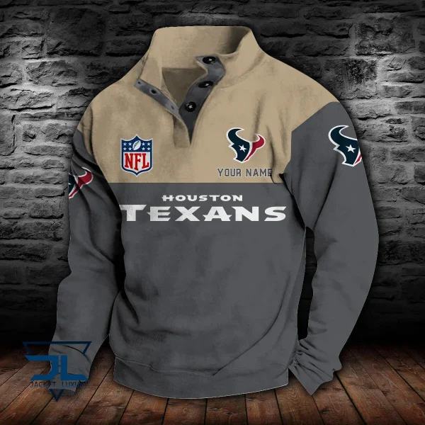 Houston Texans Personalized Stand Collar Double Breasted Hoodie AMCDBH00061 - Image 3