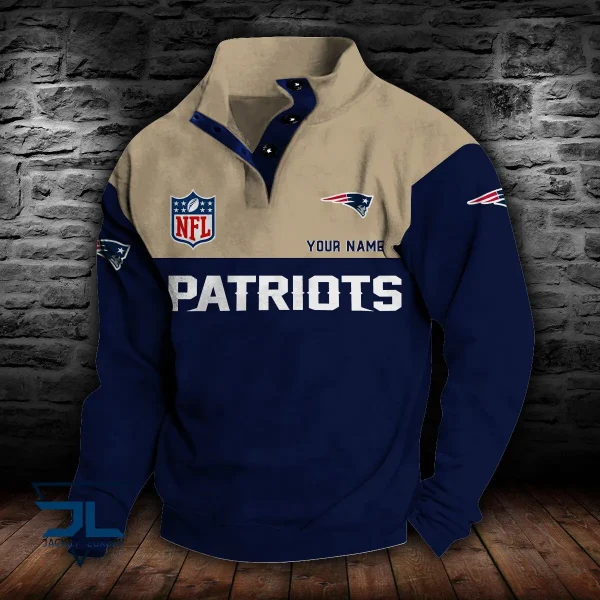 New England Patriots Personalized Stand Collar Double Breasted Hoodie AMCDBH00084