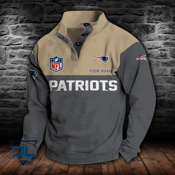 New England Patriots Personalized Stand Collar Double Breasted Hoodie AMCDBH00084 - Image 3