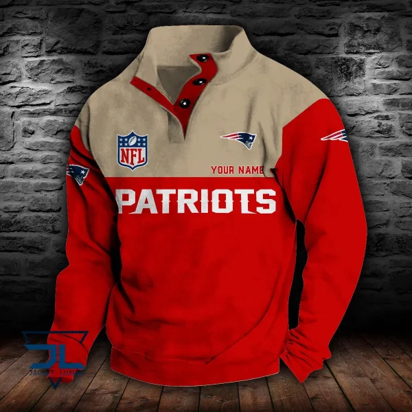 New England Patriots Personalized Stand Collar Double Breasted Hoodie AMCDBH00084 - Image 4