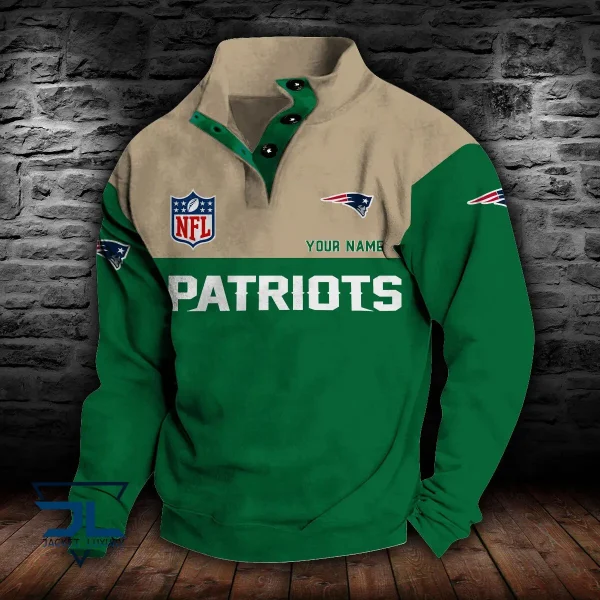 New England Patriots Personalized Stand Collar Double Breasted Hoodie AMCDBH00084 - Image 6