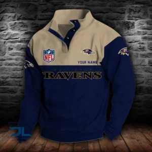 Baltimore Ravens Personalized Stand Collar Double Breasted Hoodie AMCDBH00068