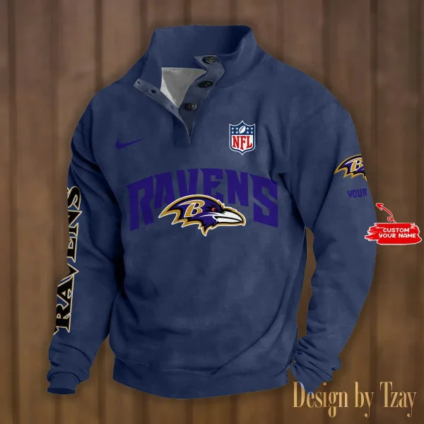 Baltimore Ravens Personalized Stand Collar Double Breasted Hoodie AMCDBH00103 - Image 6