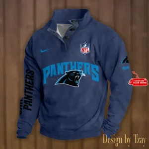 Carolina Panthers Personalized Stand Collar Double Breasted Hoodie AMCDBH00114