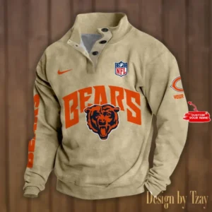 Chicago Bears Personalized Stand Collar Double Breasted Hoodie AMCDBH00086