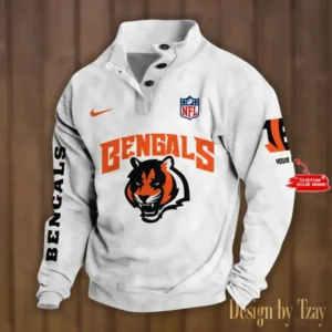 Cincinnati Bengals Personalized Stand Collar Double Breasted Hoodie AMCDBH00123