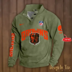 Cleveland Browns Personalized Stand Collar Double Breasted Hoodie AMCDBH00104
