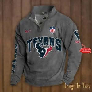 Houston Texans Personalized Stand Collar Double Breasted Hoodie AMCDBH00095