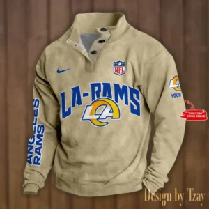 Los Angeles Rams Personalized Stand Collar Double Breasted Hoodie AMCDBH00105