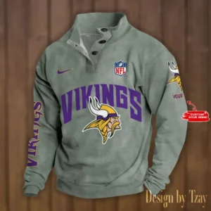 Minnesota Vikings Personalized Stand Collar Double Breasted Hoodie AMCDBH00117