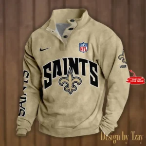 New Orleans Saints Personalized Stand Collar Double Breasted Hoodie AMCDBH00126