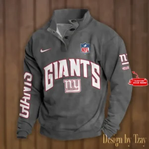 New York Giants Personalized Stand Collar Double Breasted Hoodie AMCDBH00100