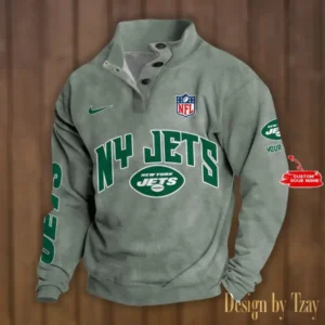 New York Jets Personalized Stand Collar Double Breasted Hoodie AMCDBH00088