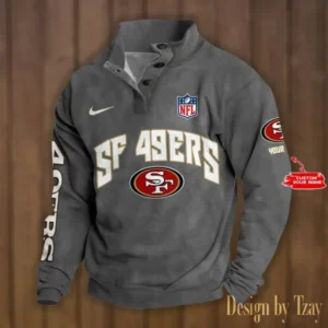 San Francisco 49ers Personalized Stand Collar Double Breasted Hoodie AMCDBH00133