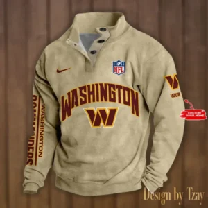 Washington Commanders Personalized Stand Collar Double Breasted Hoodie AMCDBH00145