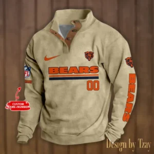 Chicago Bears Personalized Stand Collar Double Breasted Hoodie AMCDBH00090
