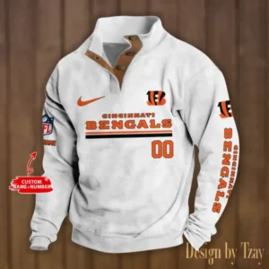 Cincinnati Bengals Personalized Stand Collar Double Breasted Hoodie AMCDBH00127