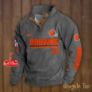Cleveland Browns Personalized Stand Collar Double Breasted Hoodie AMCDBH00109