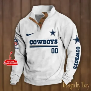 Dallas Cowboys Personalized Stand Collar Double Breasted Hoodie AMCDBH00097