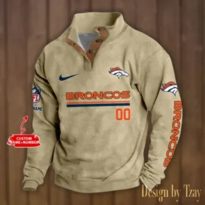 Denver Broncos Personalized Stand Collar Double Breasted Hoodie AMCDBH00096