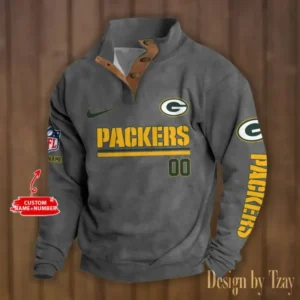Green Bay Packers Personalized Stand Collar Double Breasted Hoodie AMCDBH00120