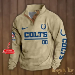 Indianapolis Colts Personalized Stand Collar Double Breasted Hoodie AMCDBH00128
