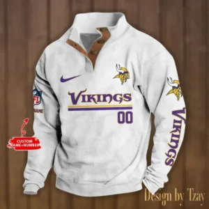 Minnesota Vikings Personalized Stand Collar Double Breasted Hoodie AMCDBH00122