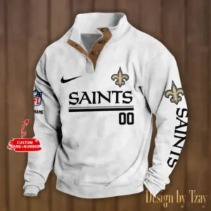 New Orleans Saints Personalized Stand Collar Double Breasted Hoodie AMCDBH00130