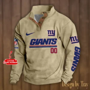 New York Giants Personalized Stand Collar Double Breasted Hoodie AMCDBH00102