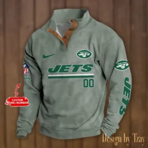 New York Jets Personalized Stand Collar Double Breasted Hoodie AMCDBH00092