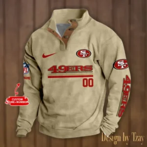 San Francisco 49ers Personalized Stand Collar Double Breasted Hoodie AMCDBH00136
