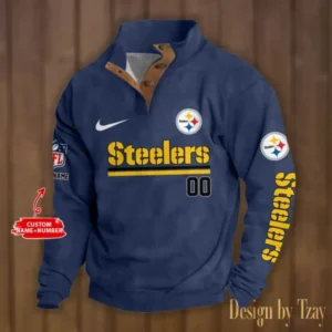 Pittsburgh Steelers Personalized Stand Collar Double Breasted Hoodie AMCDBH00134