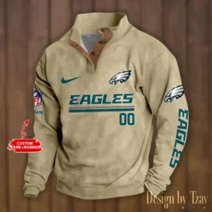 Philadelphia Eagles Personalized Stand Collar Double Breasted Hoodie AMCDBH00135