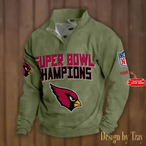 Arizona Cardinals Personalized Stand Collar Double Breasted Hoodie Super Bowl AMCDBH00162