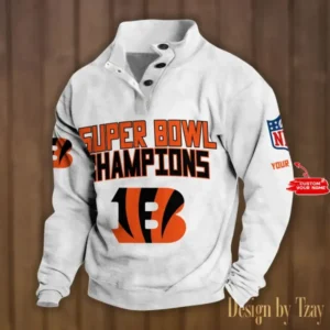 Cincinnati Bengals Personalized Stand Collar Double Breasted Hoodie Super Bowl AMCDBH00169