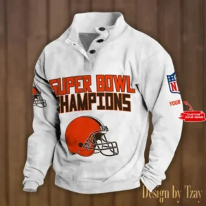 Cleveland Browns Personalized Stand Collar Double Breasted Hoodie Super Bowl AMCDBH00161