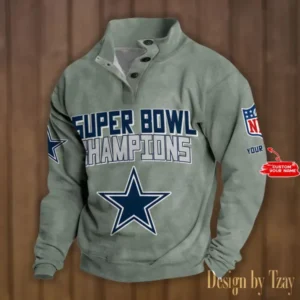 Dallas Cowboys Personalized Stand Collar Double Breasted Hoodie Super Bowl AMCDBH00154