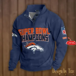 Denver Broncos Personalized Stand Collar Double Breasted Hoodie Super Bowl AMCDBH00151