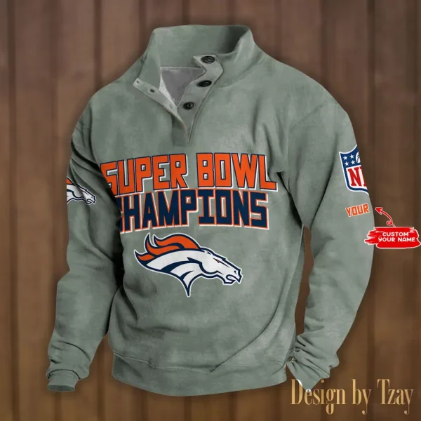 Denver Broncos Personalized Stand Collar Double Breasted Hoodie Super Bowl AMCDBH00151 - Image 2