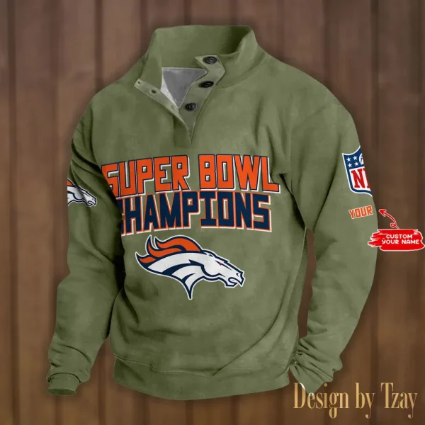Denver Broncos Personalized Stand Collar Double Breasted Hoodie Super Bowl AMCDBH00151 - Image 3