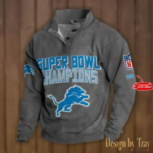 Detroit Lions Personalized Stand Collar Double Breasted Hoodie Super Bowl AMCDBH00147
