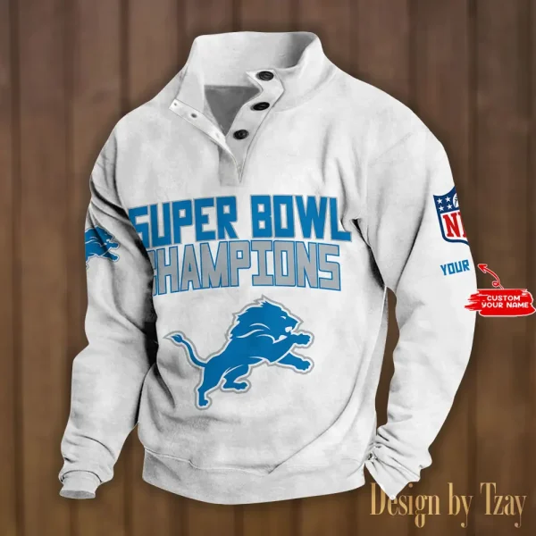 Detroit Lions Personalized Stand Collar Double Breasted Hoodie Super Bowl AMCDBH00147 - Image 3