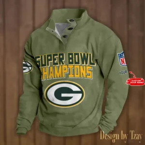 Green Bay Packers Personalized Stand Collar Double Breasted Hoodie Super Bowl AMCDBH00163