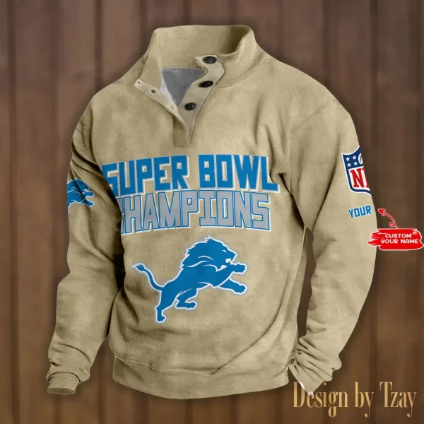 Detroit Lions Personalized Stand Collar Double Breasted Hoodie Super Bowl AMCDBH00147 - Image 6