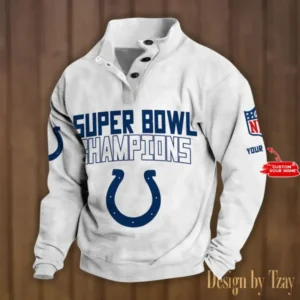 Indianapolis Colts Personalized Stand Collar Double Breasted Hoodie Super Bowl AMCDBH00166