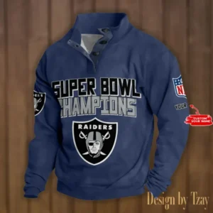 Las Vegas Raiders Personalized Stand Collar Double Breasted Hoodie Super Bowl AMCDBH00164